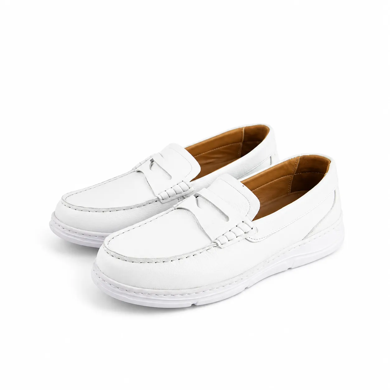 Mocassin confort SM124 blanc cuir..........   miniature